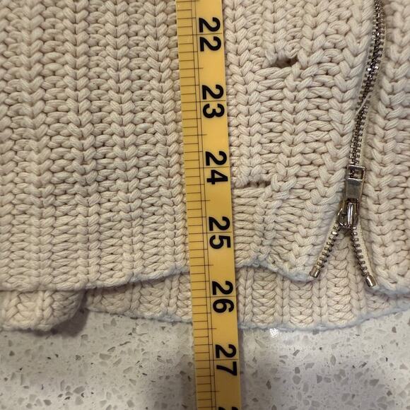 Beige Knit Sweater Medium Women Ribbed Cotton Pullover Minimalist Cozy Chic - Picture 7 of 7